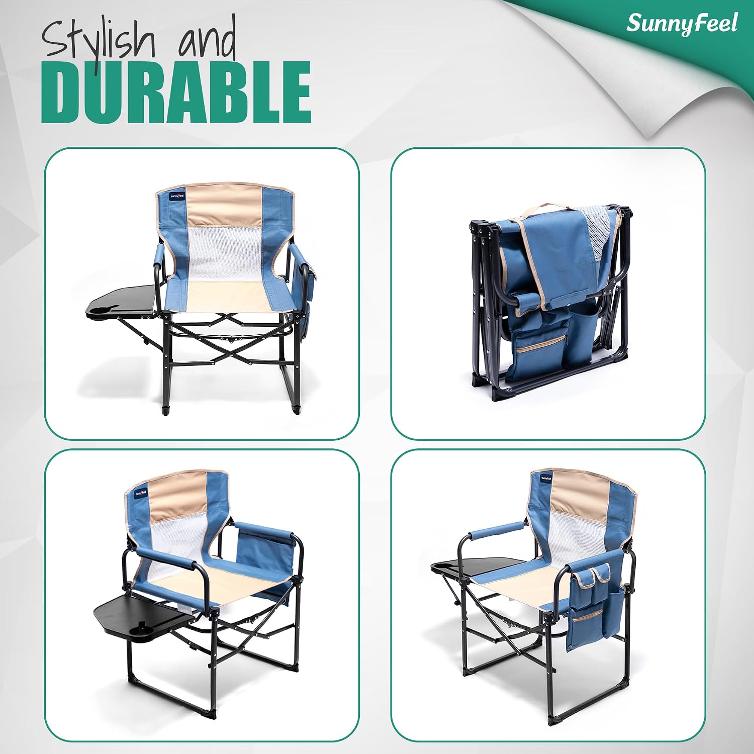 Thumbnail 6 de SUNNYFEEL Camping Directors Chair 300 lbs