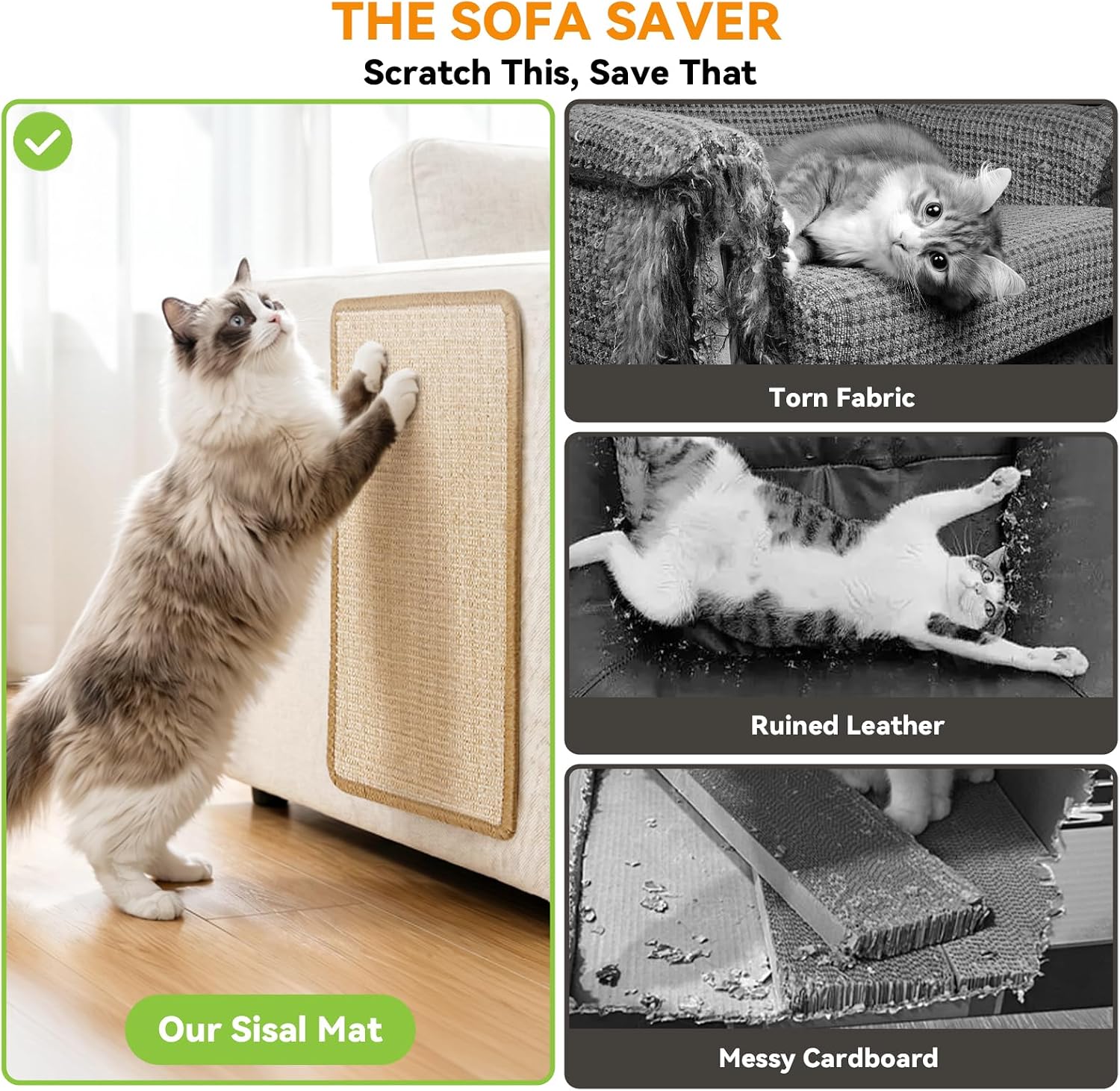 Detalle 2 de Gimars Sisal Cat Scratching Mat, 50 x 30 cm, Beige, Non-Slip