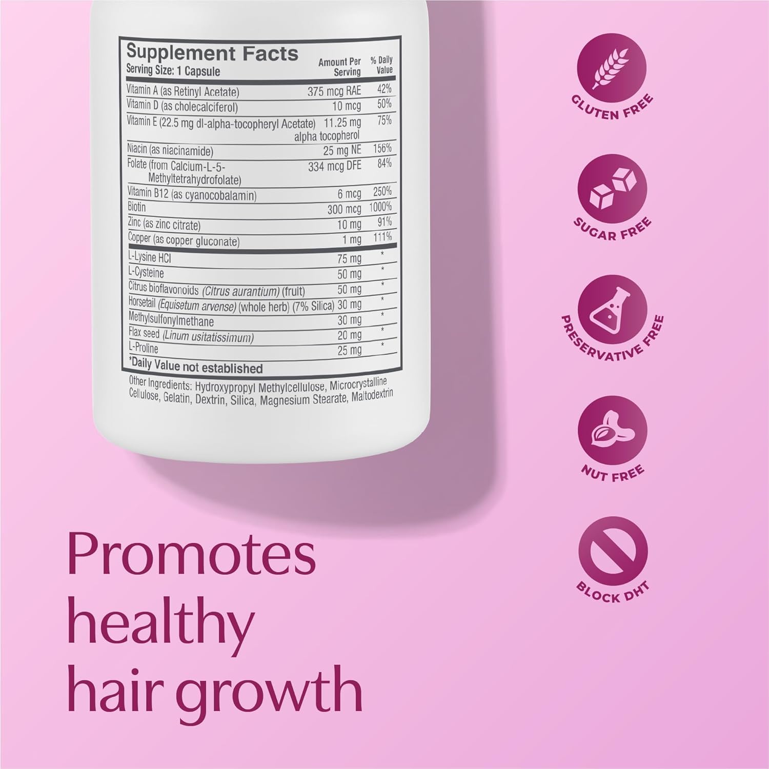Detalle 2 de BosleyMD BP-SGF0006 Women’s Hair Growth Supplement, 60 Capsules with Biotin