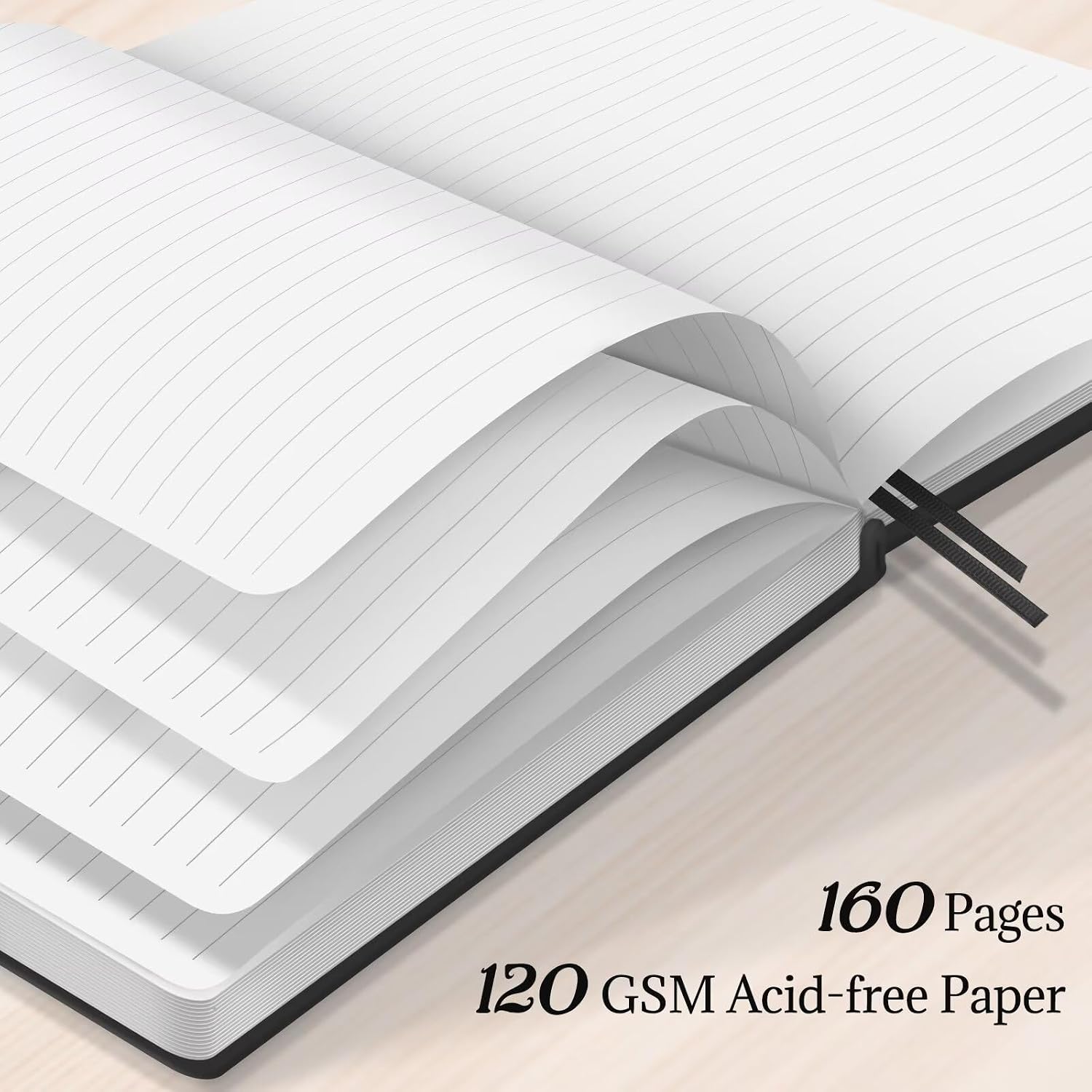 Detalle 2 de Lonely Oak Notizbuch B5 liniert Hardcover (19,3 x 25,4 cm) mit Gummiband & Innentasche