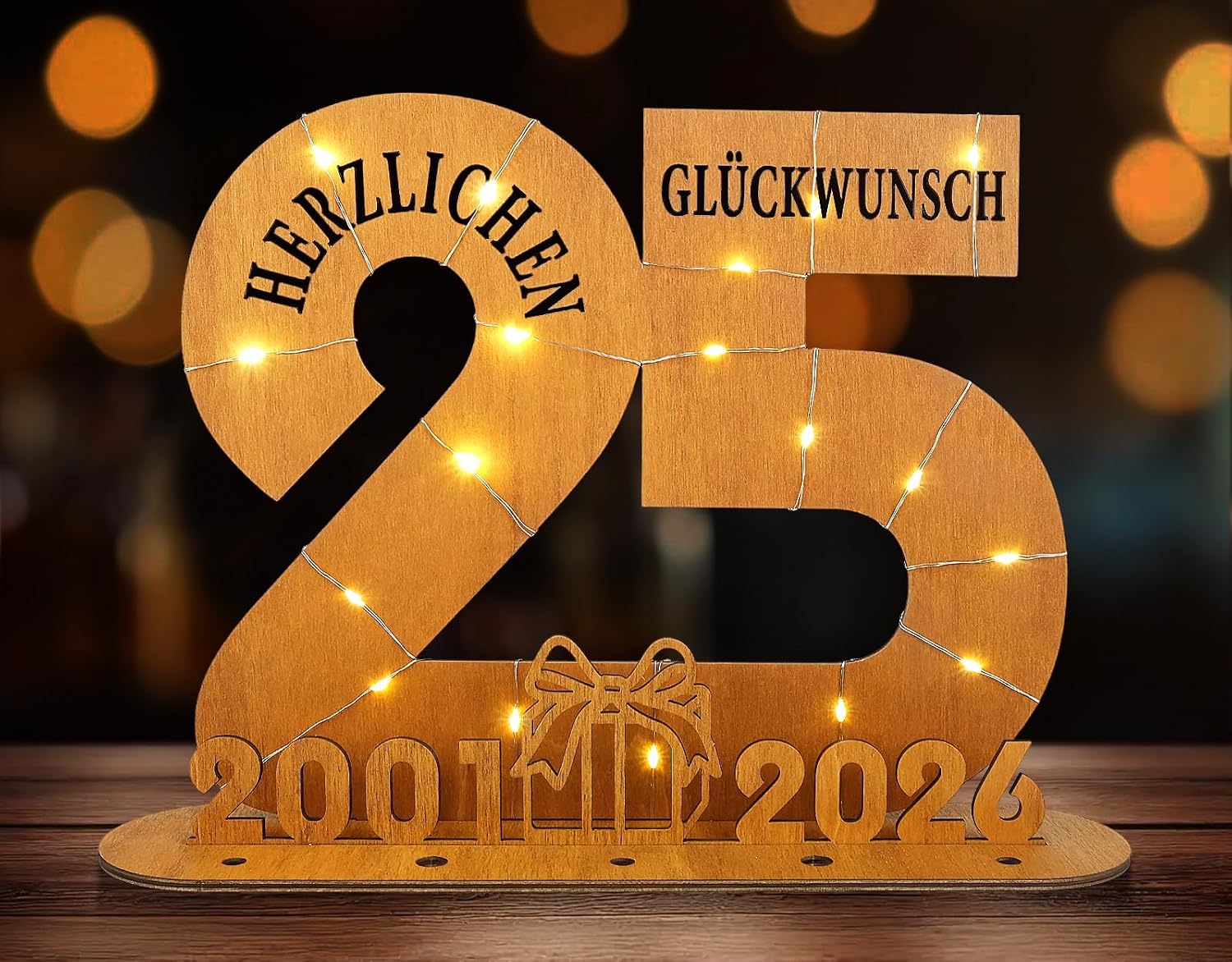 Thumbnail 6 de ARTREE Geldgeschenk zum 18. Geburtstag 2026 aus Holz mit LED-Lichterkette, Gästebuch-Schild & Tischdeko