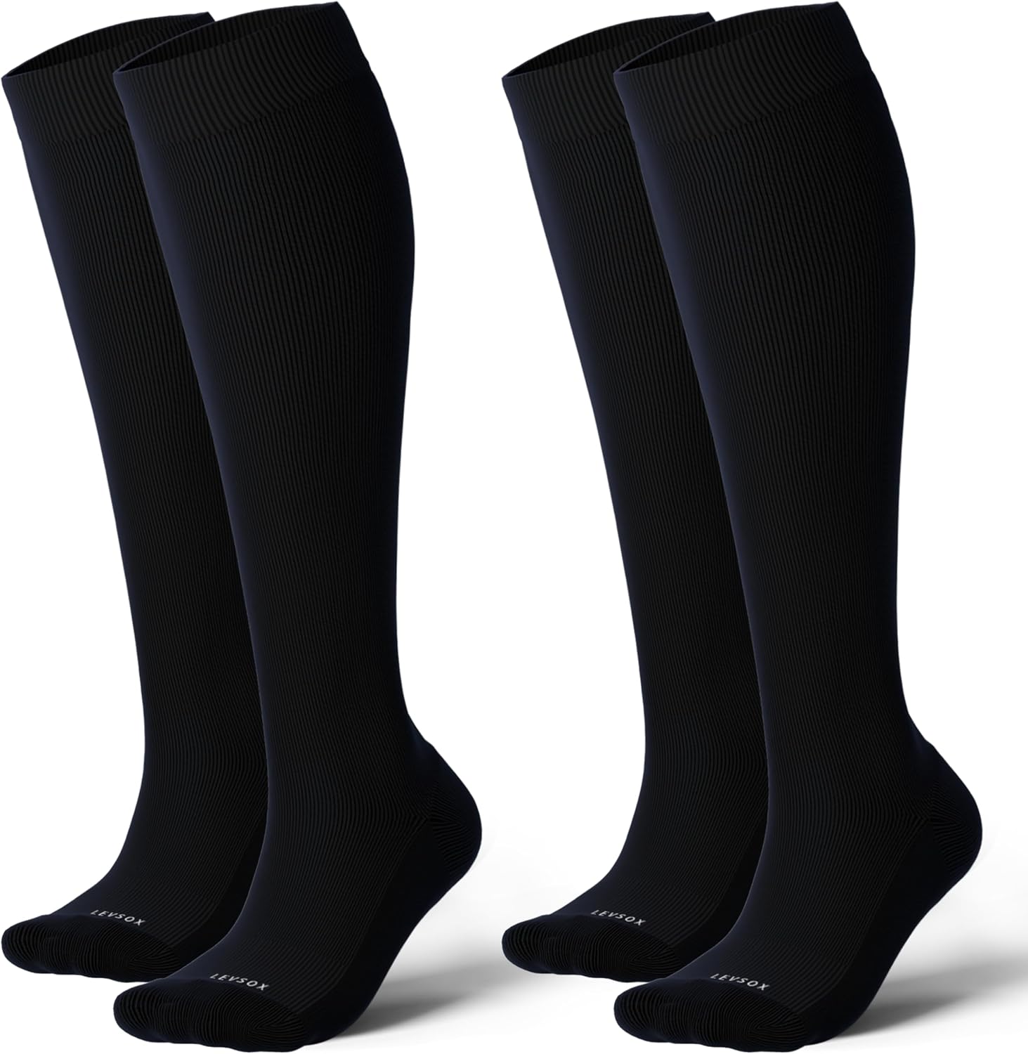 Detalle de LEVSOX Cotton Compression Socks for Women & Men, 20-30mmHg Knee-High Support