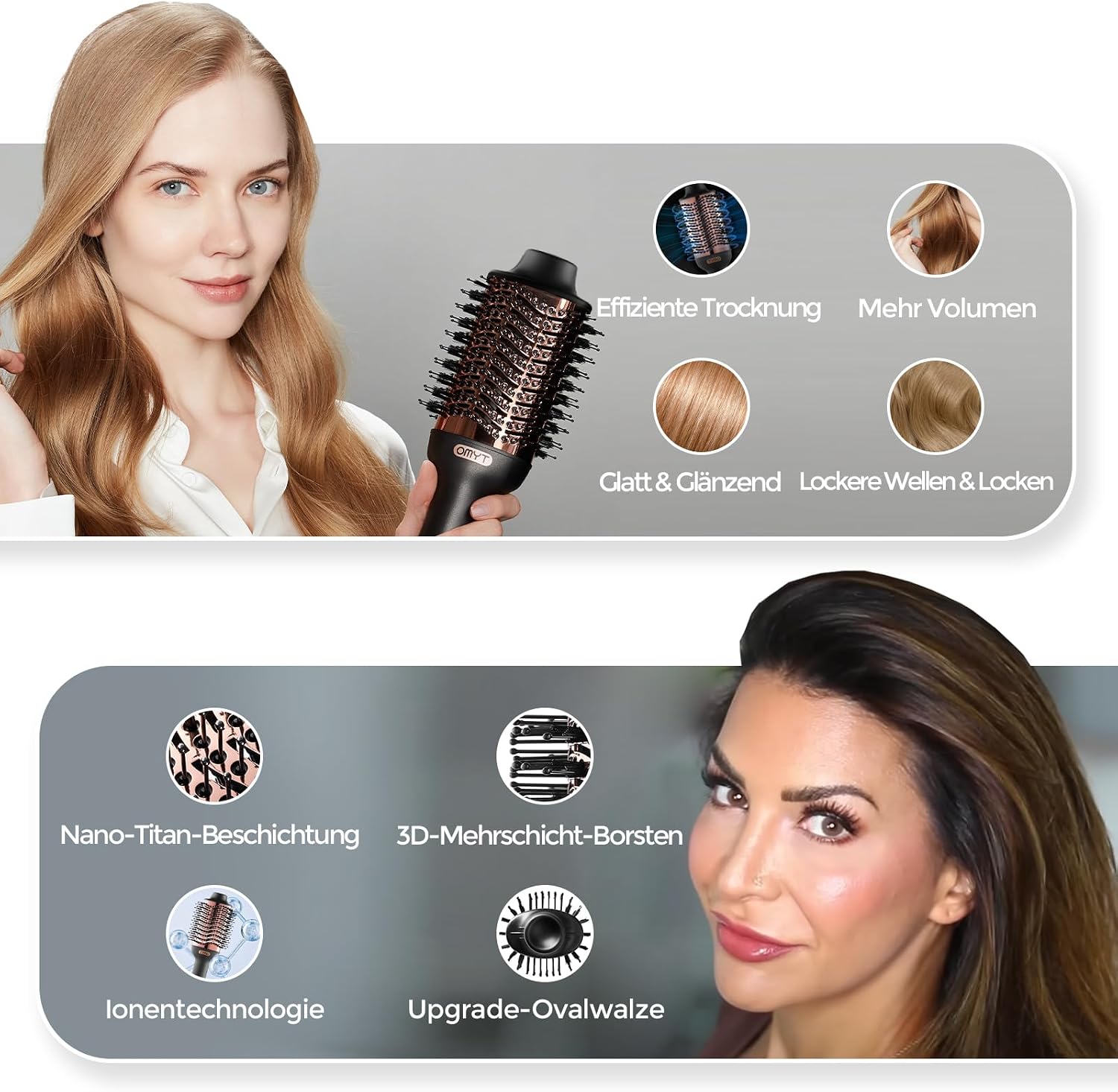 Thumbnail 6 de TYMO Warmluftbürste Rundbürstenföhn – 4-in-1 Haarstyler mit Titanbeschichtung und Negativ-Ionen