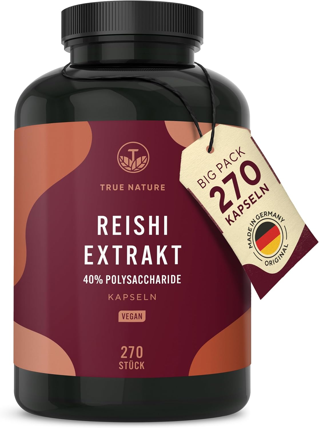 Detalle de Reishi Pilz-Extrakt – 270 Kapseln (670 mg) hochdosiert, vegan, deutsche Produktion | TRUE NATURE®