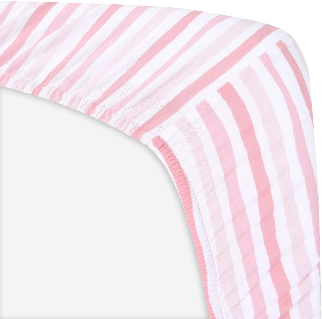 Detalle de Travel Cot Fitted Sheet 2 Pack (95×65cm) – 100% Jersey Knit Cotton Pack n Play Sheets for Baby Girls