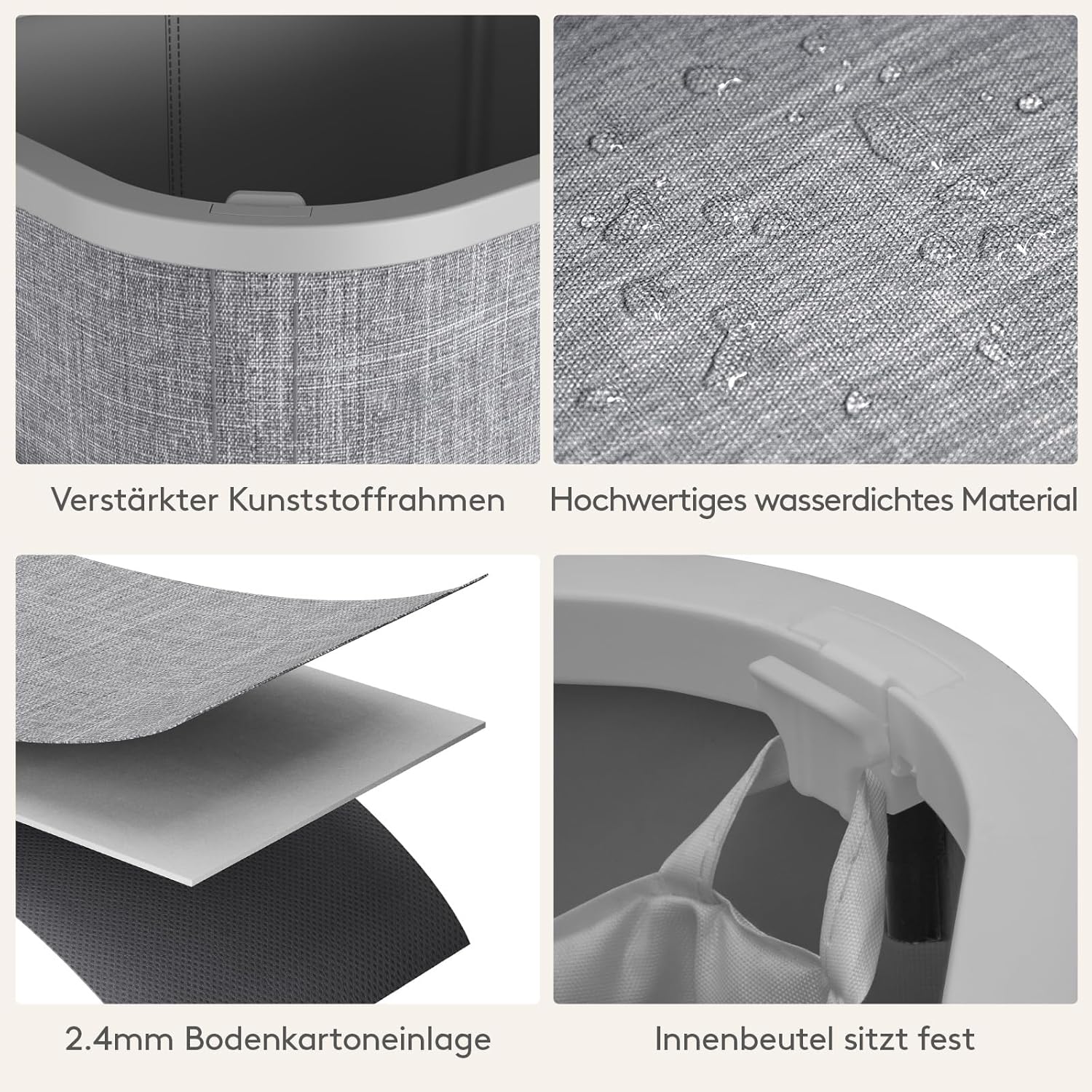 Thumbnail 4 de Lifewit 105L Wäschekorb mit Deckel – stabil, faltbar, mit Innenbeutel