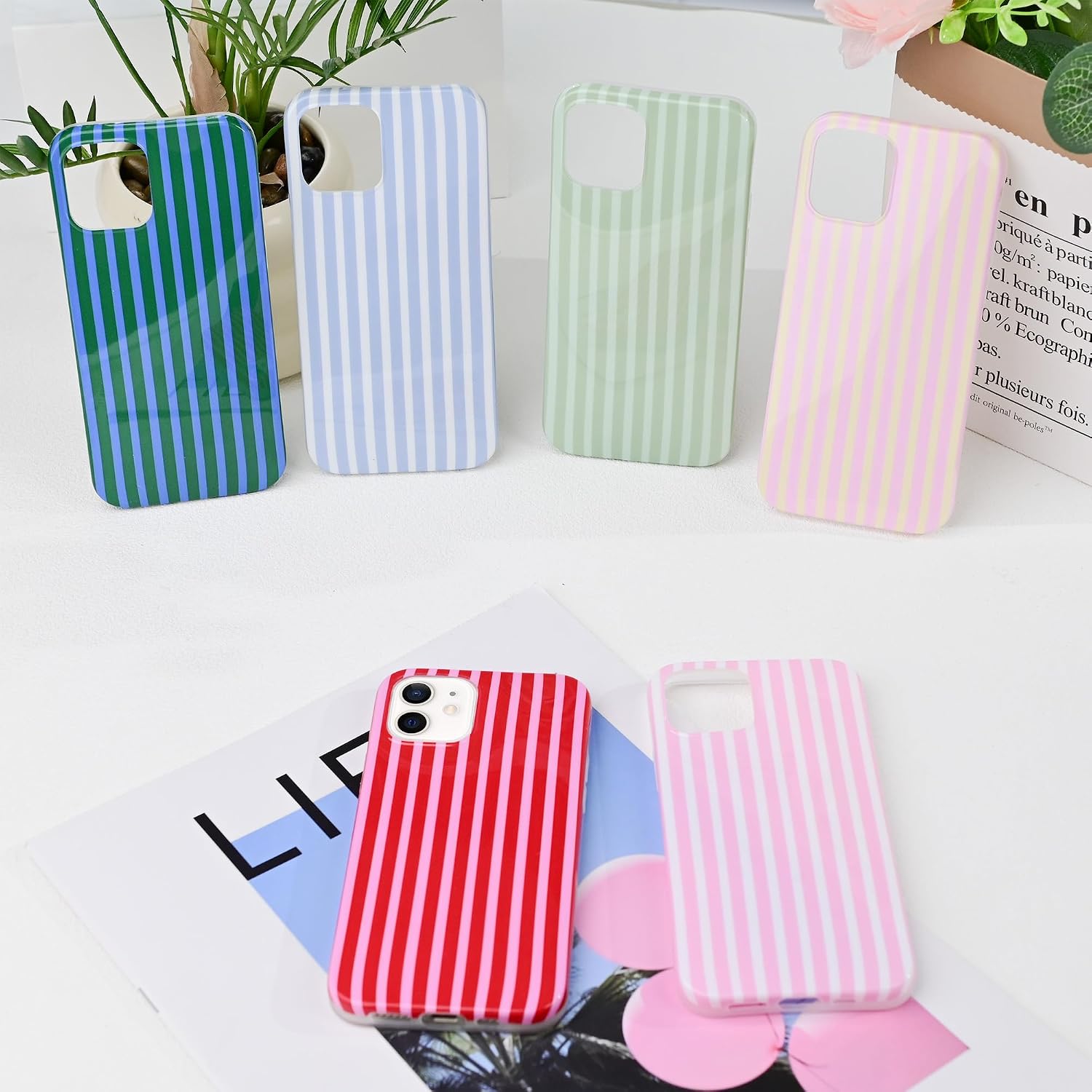 Detalle 2 de SleekCover for iPhone 12/12 Pro 6.1-inch Pink Striped TPU Case