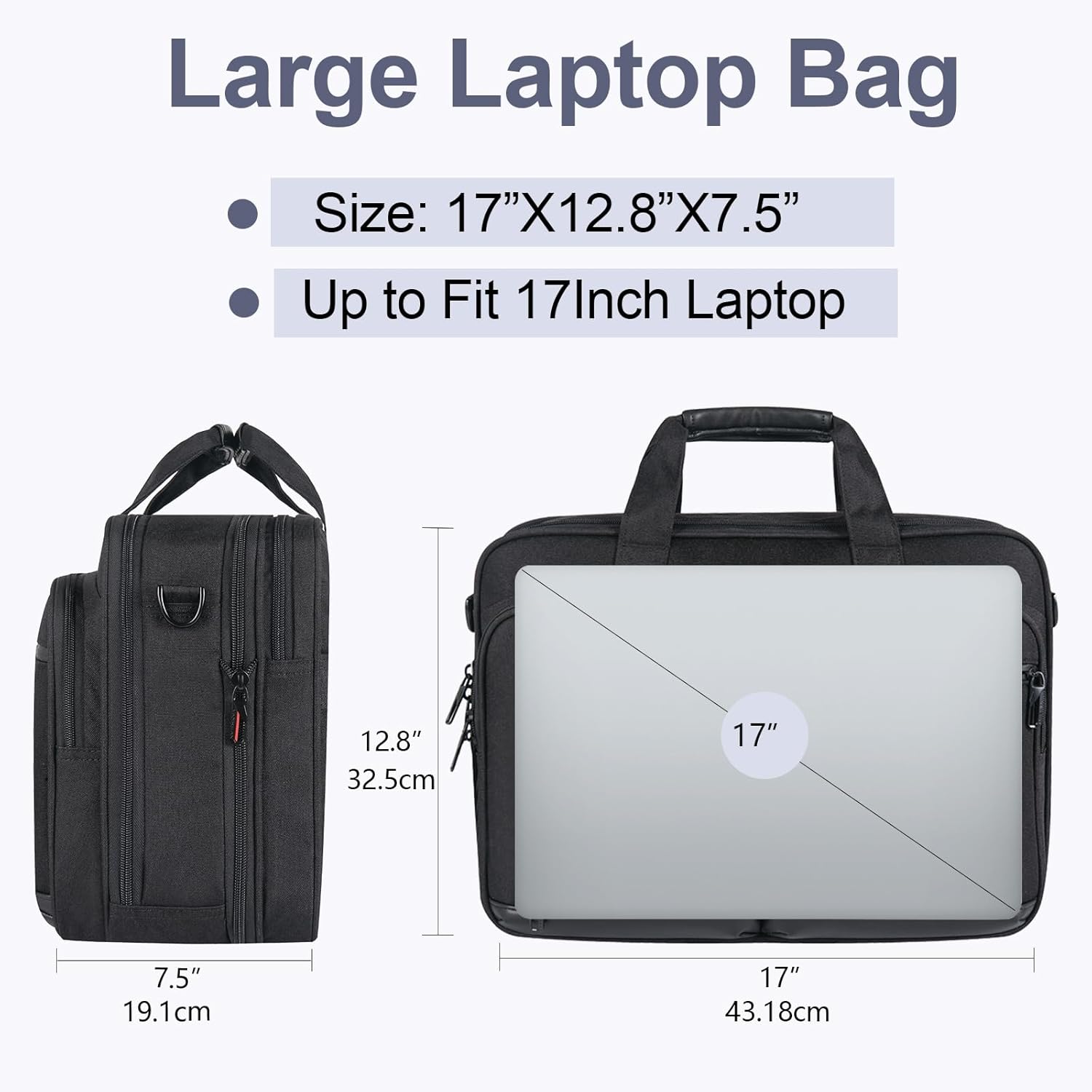 Detalle de VANKEAN expandable laptop briefcase up to 17.3-inch for work, travel and school