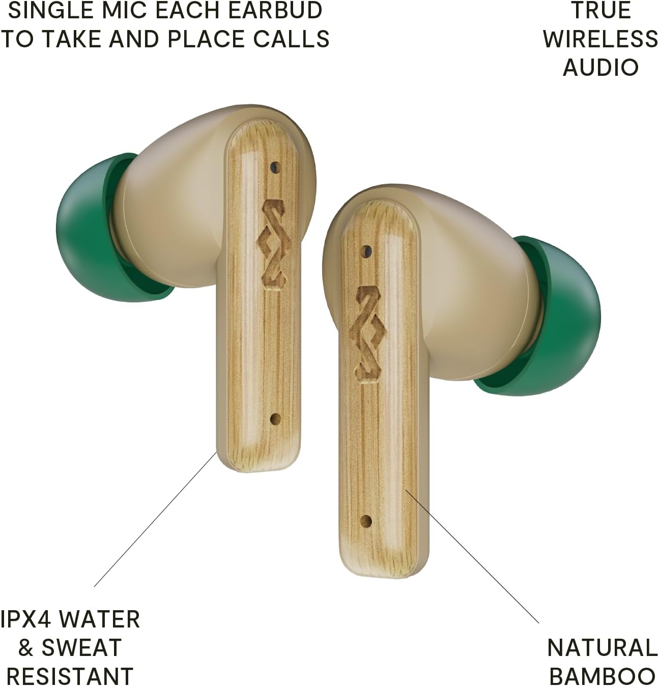 Thumbnail 2 de Marley Little Bird True Wireless Bluetooth In-Ear-Kopfhörer (IPX4) mit Mikrofon – USB‑C Schnellladecase, Creme