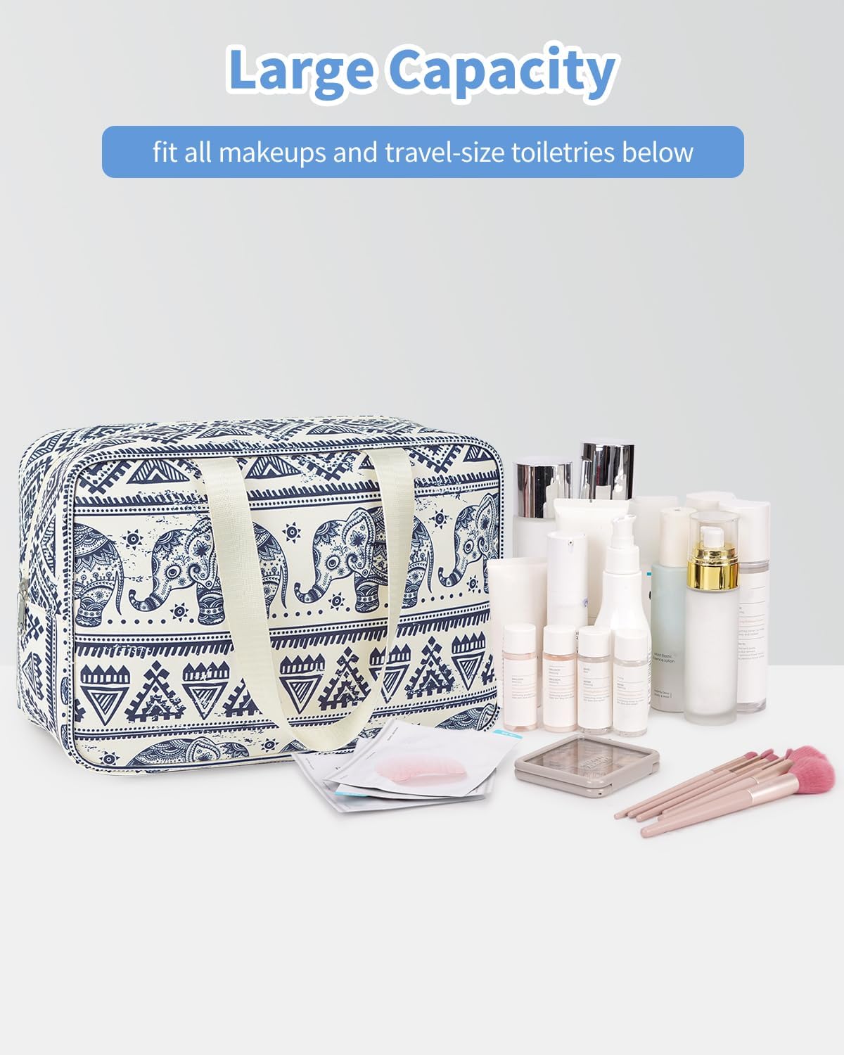 Thumbnail 5 de Narwey Toiletry Bag, Large – Elephant Print, Full-Size Makeup & Travel Organiser