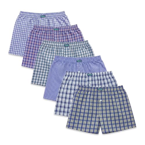 Detalle de FALARY Herren Boxershorts locker geschnitten, kariert – 6er-Pack