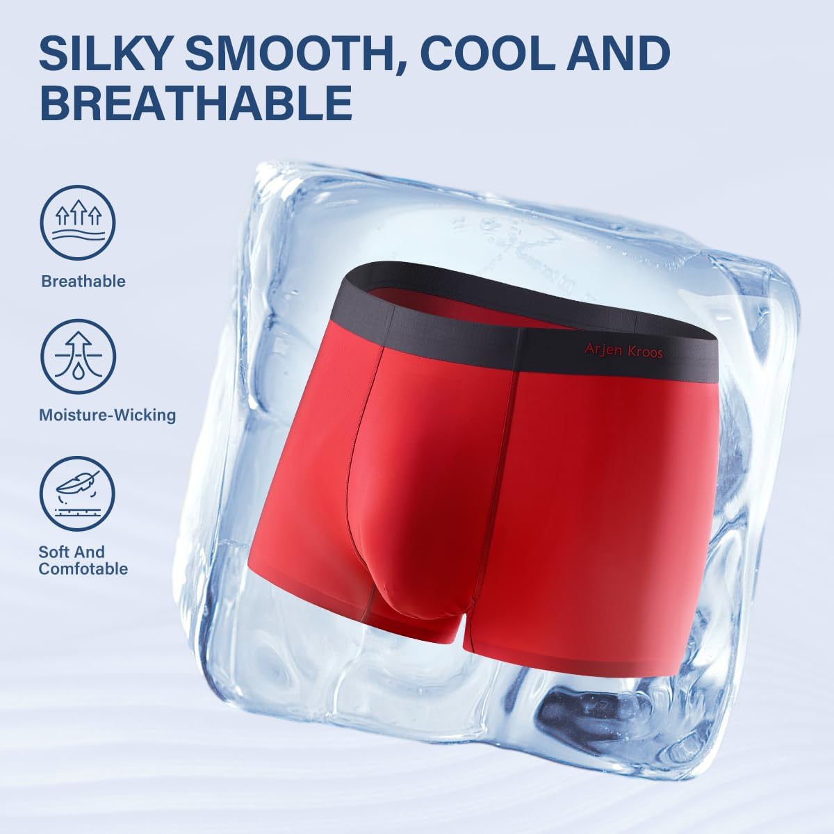 Thumbnail 3 de Casey Kevin Mens Sexy Ice Silk Boxer Briefs – Breathable, Low-Rise Comfort