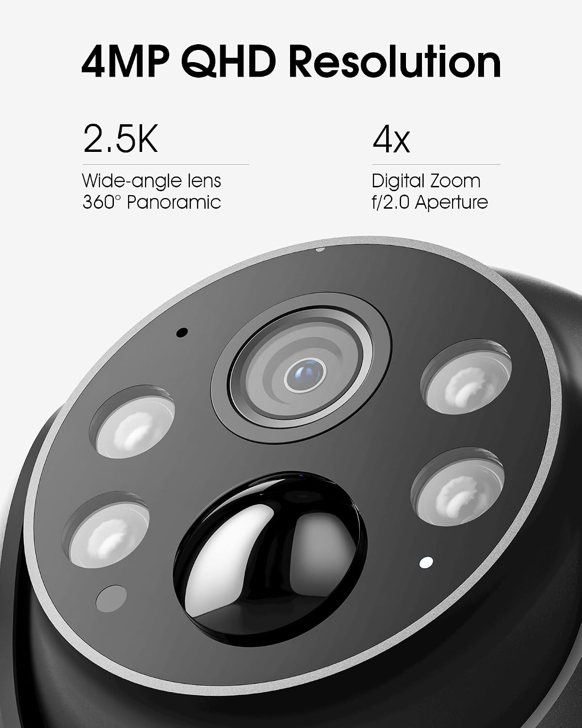 Detalle de ARCCTV Wireless Outdoor Solar Security Cameras (4MP, 360°), Dual-Band WiFi, Night Vision Spotlight, 2-Pack