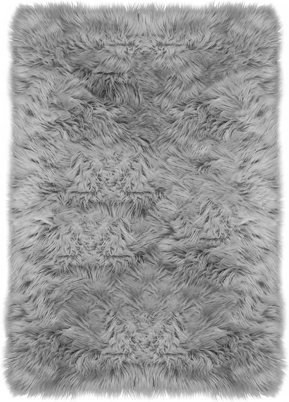 Detalle de Latepis Gray Faux Fur Throw Rug (3x4) for Bedroom & Bedside Comfort
