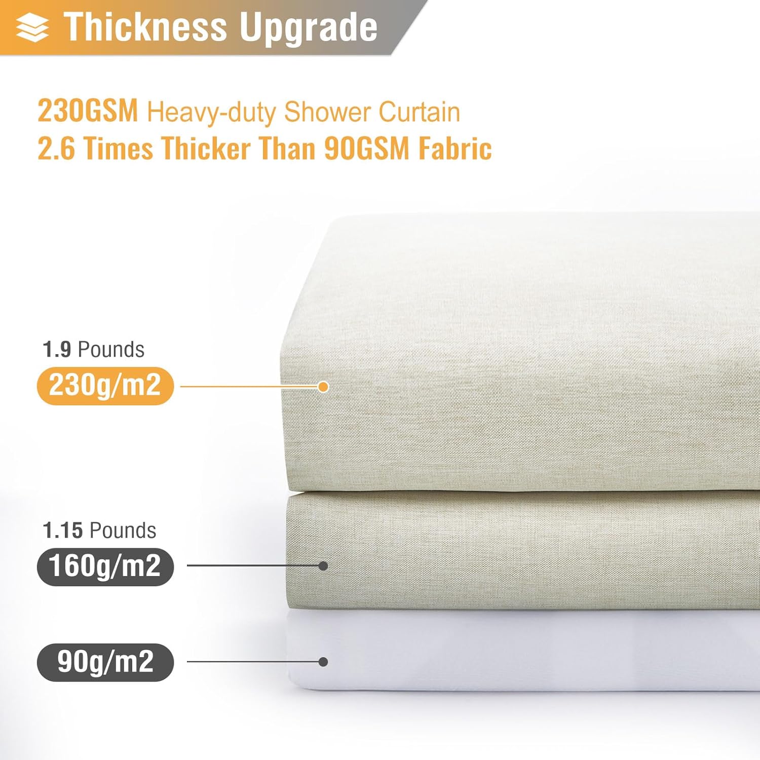 Detalle de BTTN Stall Fabric Shower Curtain - 36x72 Inch Linen Textured Heavy Duty Set