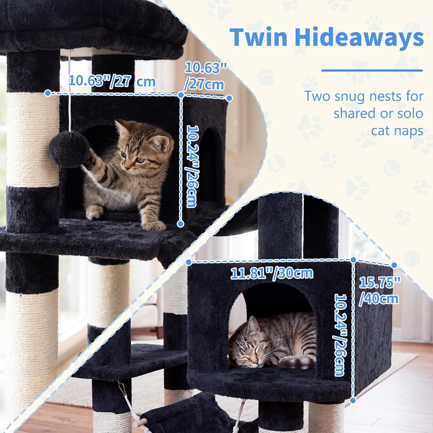 Detalle de Heybly HCT034G 71-Inch Cat Tree with 6 Levels, Condos and Sisal Scratcher