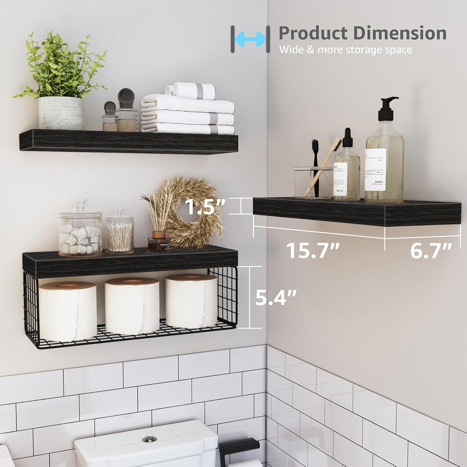 Detalle de QEEIG Bathroom Shelves, 15.7-Inch