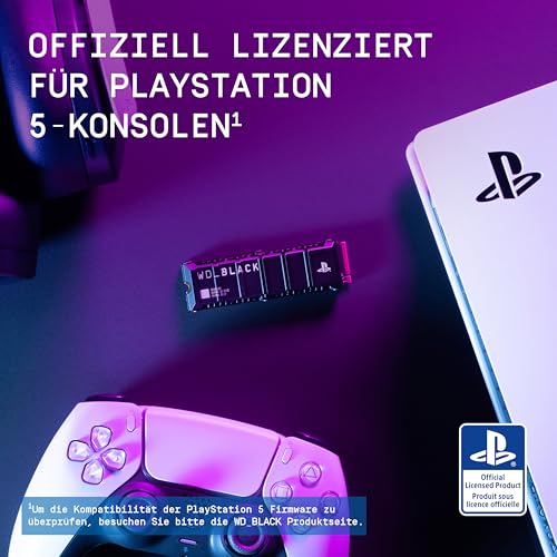 Detalle de WD_BLACK SN850P 2 TB – Offiziell lizenziert für PS5, NVMe M.2 SSD mit Kühlkörper