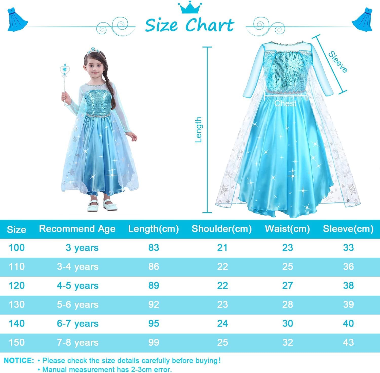 Thumbnail 4 de URAQT Costume da Principessa 110CM