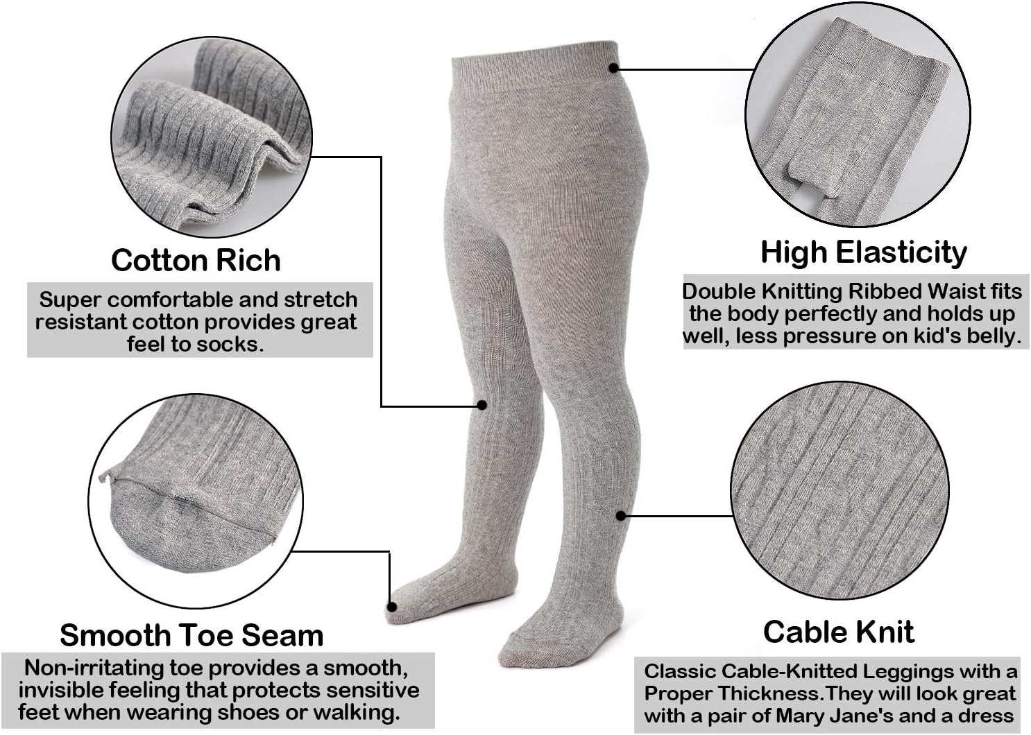 Detalle de EPEIUS Baby Girl Cable Knit Tights 6-Pack