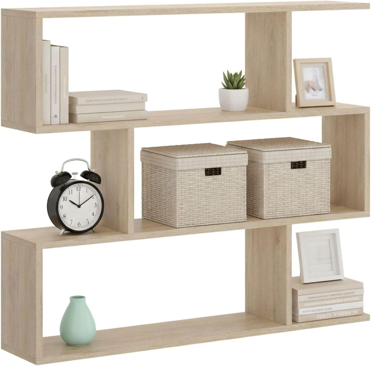 Detalle de Dmora Libreria Design 3 scaffali bifacciale Rovere, 110 x 97 x 25 cm