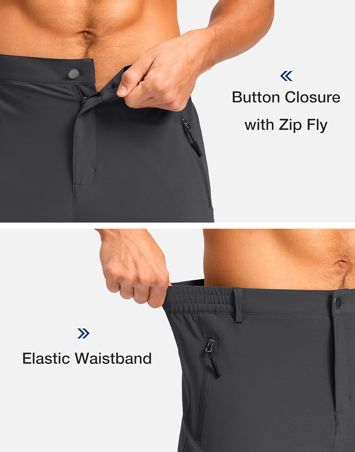 Thumbnail 4 de Pudolla Men’s 9-Inch Hiking Cargo Shorts with 5 Zipper Pockets (Lightweight, Quick-Dry, UPF 50+)