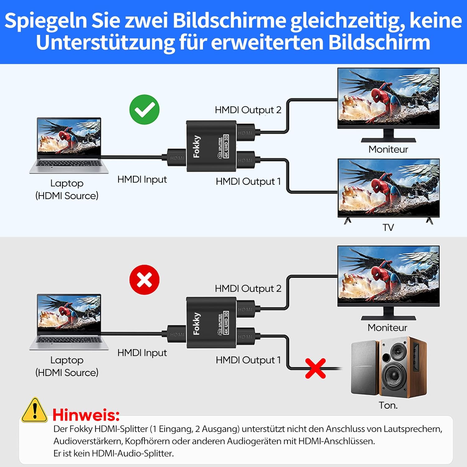 Detalle 2 de Fokky 4K HDMI Splitter 1 in 2 Out