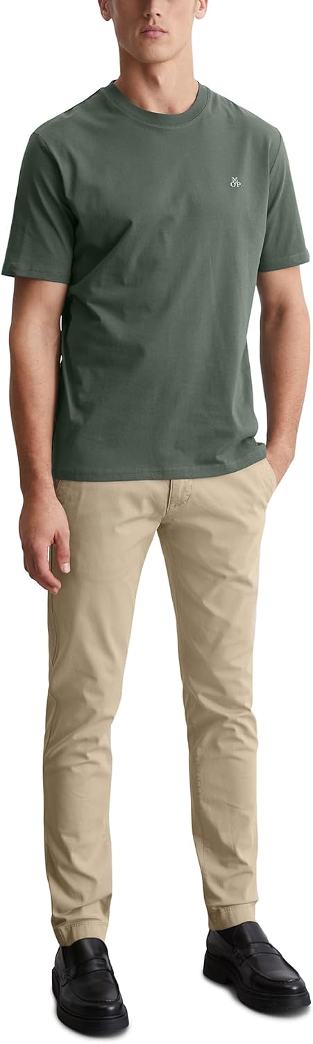 Detalle de Marc O’Polo Denim Herren T‑Shirt aus Bio-Baumwolle mit Rundhalsausschnitt