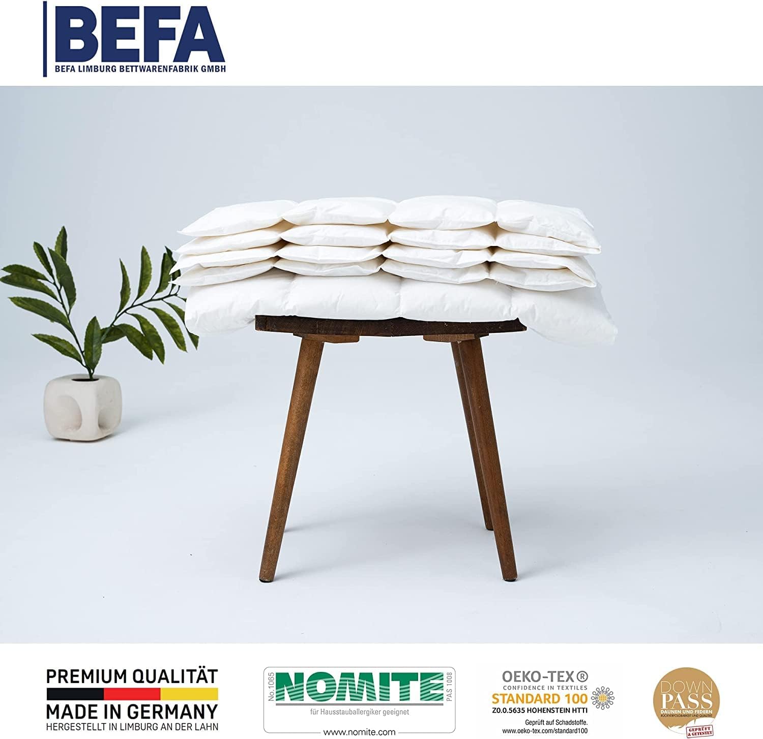 Detalle de BEFA NATUR 4609 zomerdekbed met 90% ganzendons en katoenen tijk