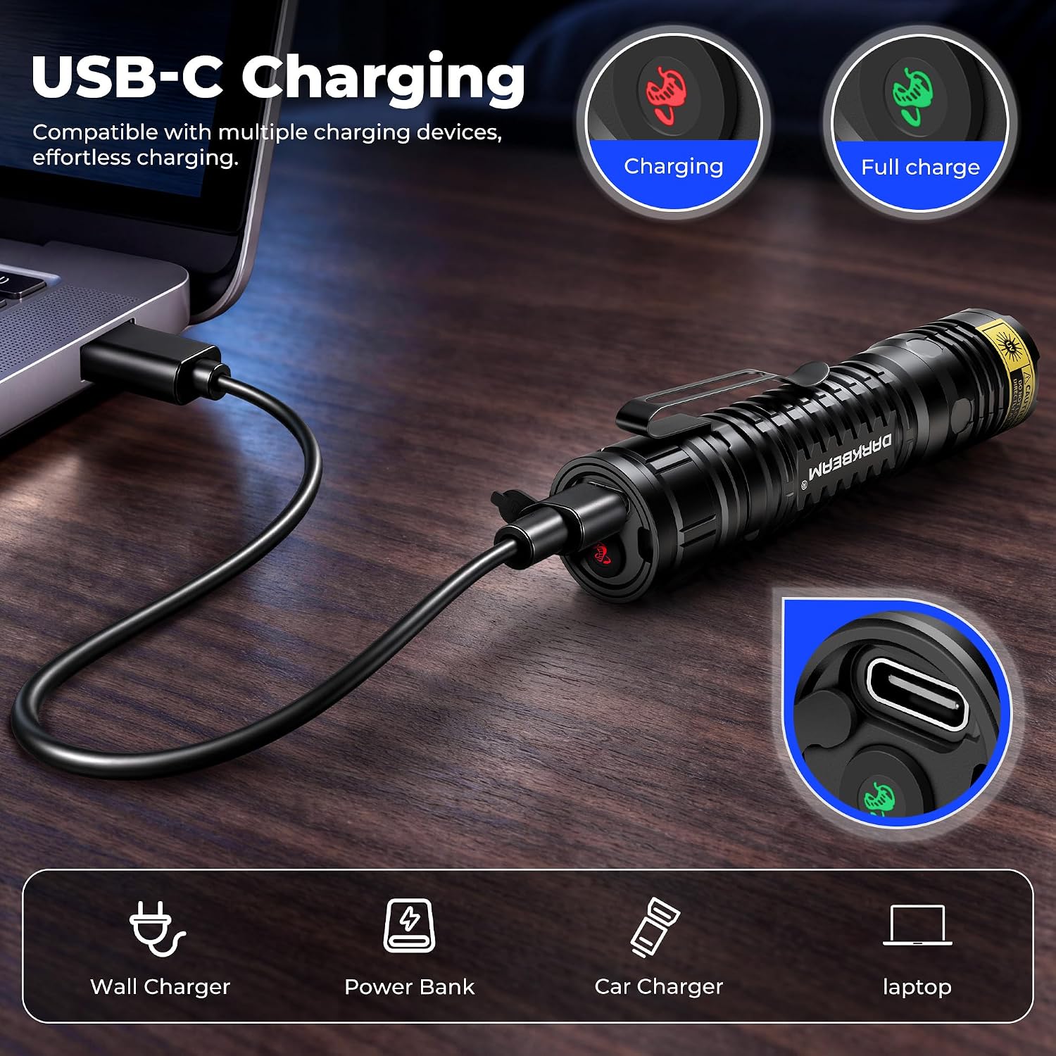 Detalle 1 de DARKBEAM V82 UV-zaklamp 365 nm met USB-C-oplaadbare batterij