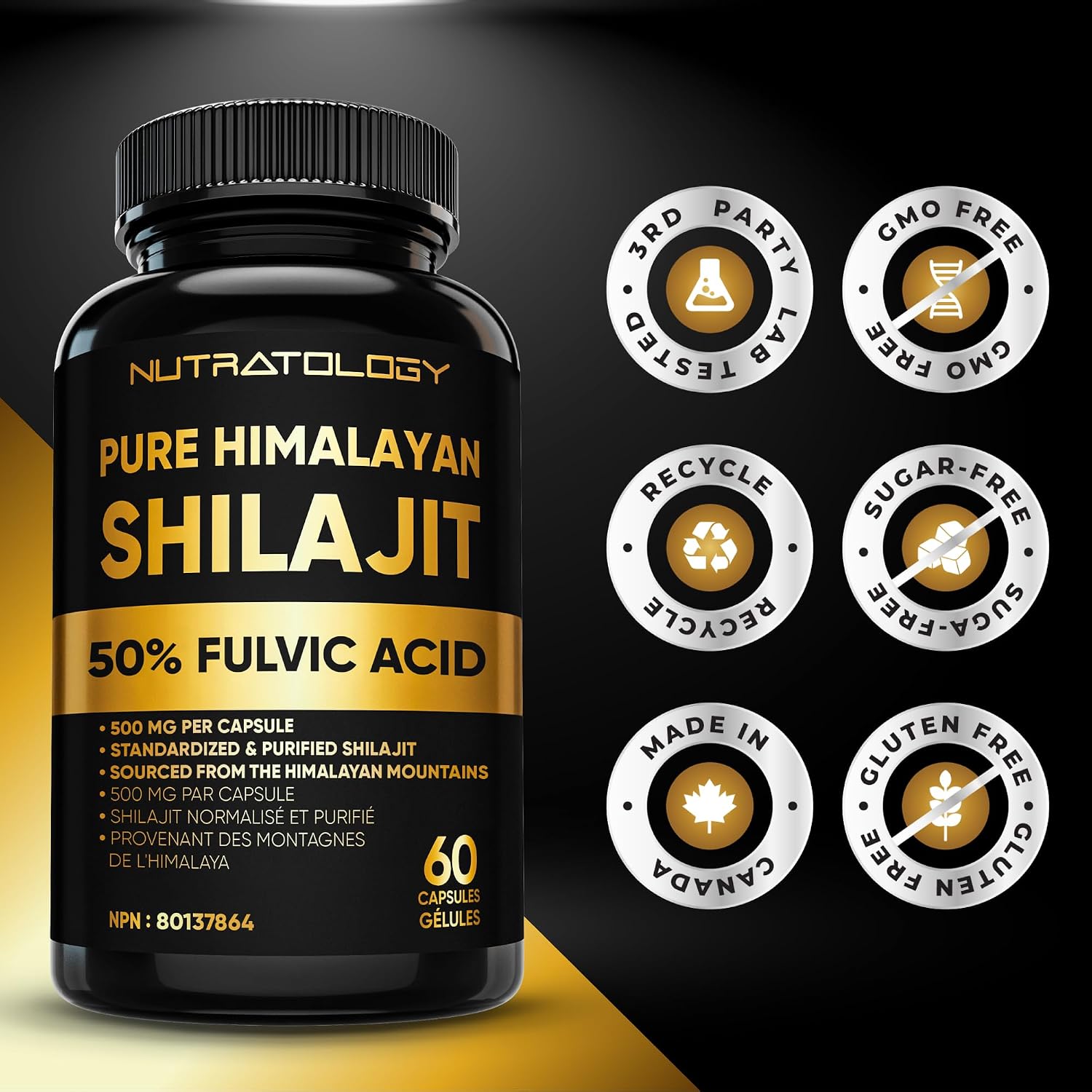 Detalle de Nutratology Shilajit Capsules 50% Fulvic Acid