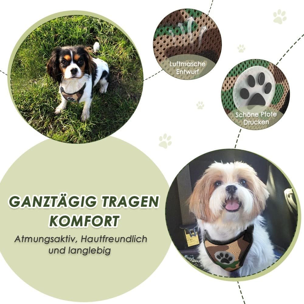 Detalle de SlowTon Hundegeschirr mit Sicherheitsgurt für Auto – Doppellagiges atmungsaktives Latex-Netzgewebe, XS