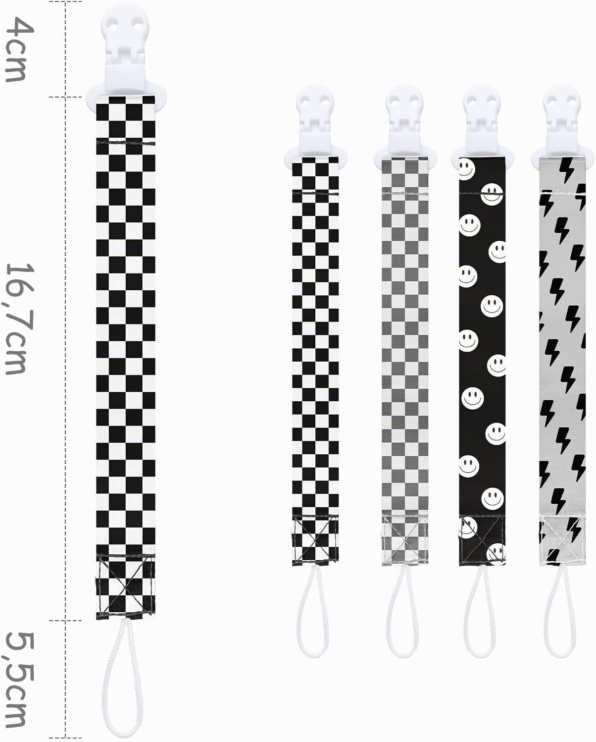 Thumbnail 1 de 4 Pieces Catenelle per Ciuccio – Portaciuccio Neonato con Clip, Adattatore Universale per Ciucci, Giocattoli e Anelli da Dentizione (C)