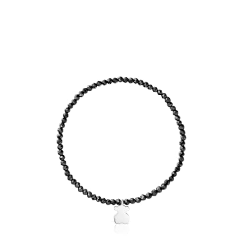Thumbnail 1 de TOUS pulsera elástica de plata de primera ley con bolas facetadas de espinela y motivo oso (17 cm)