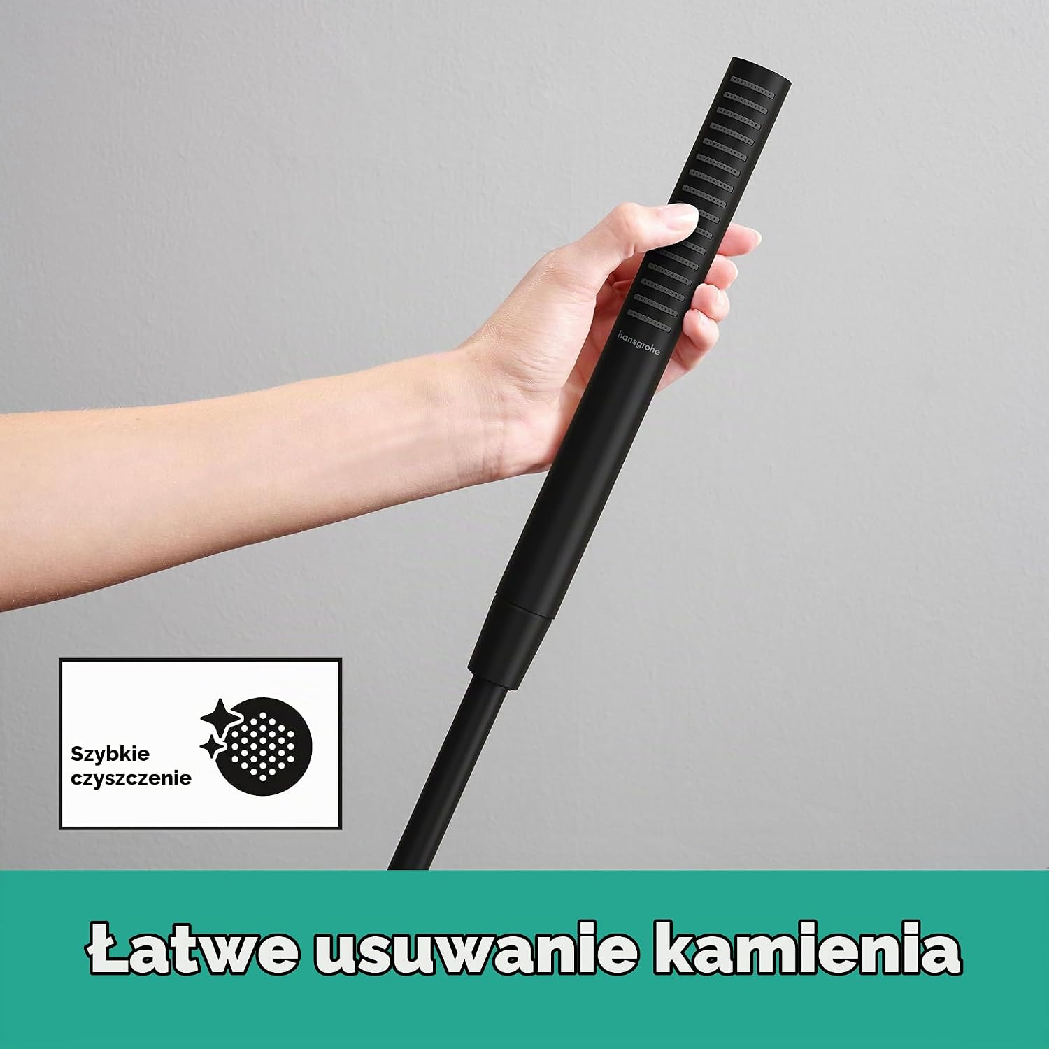 Detalle 2 de hansgrohe Pulsify S 100 24126 – drążek prysznicowy, czarny mat, 1 strumień