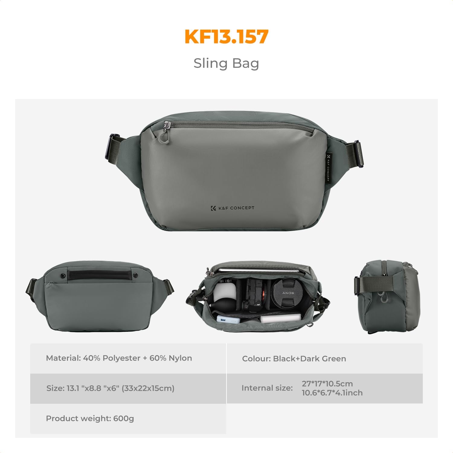 Thumbnail 6 de K&F CONCEPT Camera Sling Bag for DSLR, Lenses & Tripod – Single Shoulder Crossbody Case