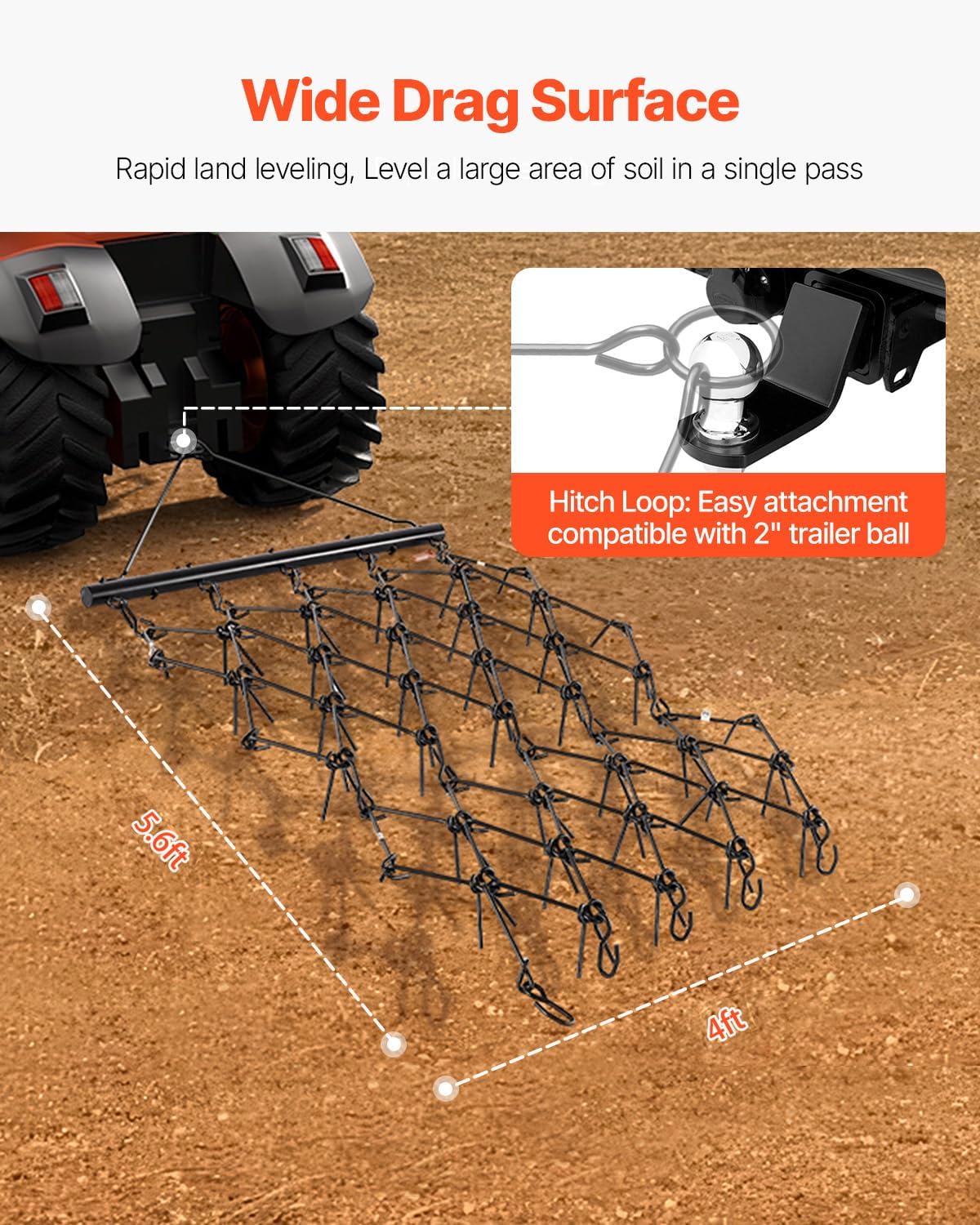 Detalle 2 de VEVOR Drag Harrow 4 ft x 5.6 ft