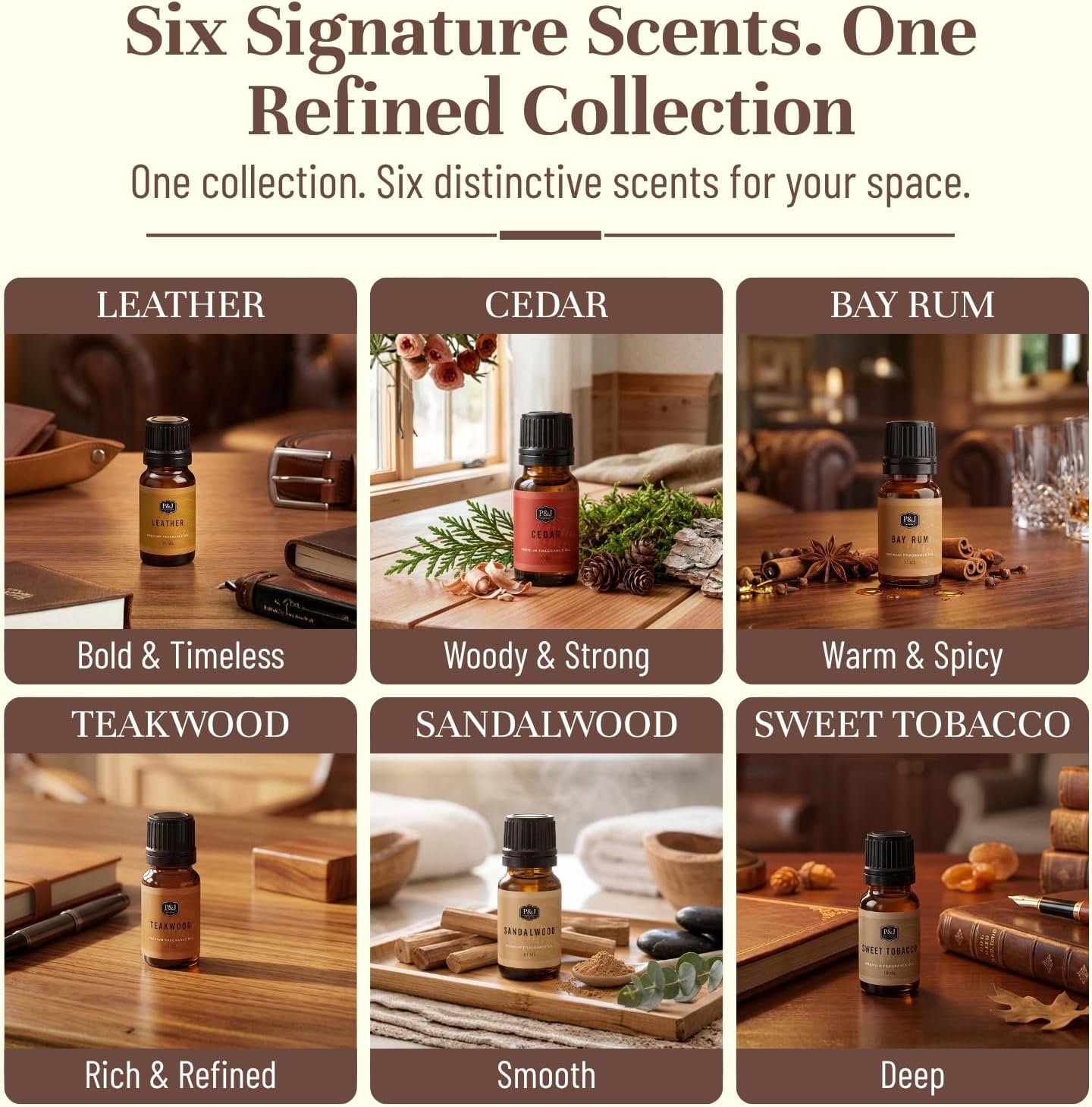 Detalle 2 de P&J Trading Fragrance Oils for Diffusers Gift Set: Cedar, Sandalwood & More
