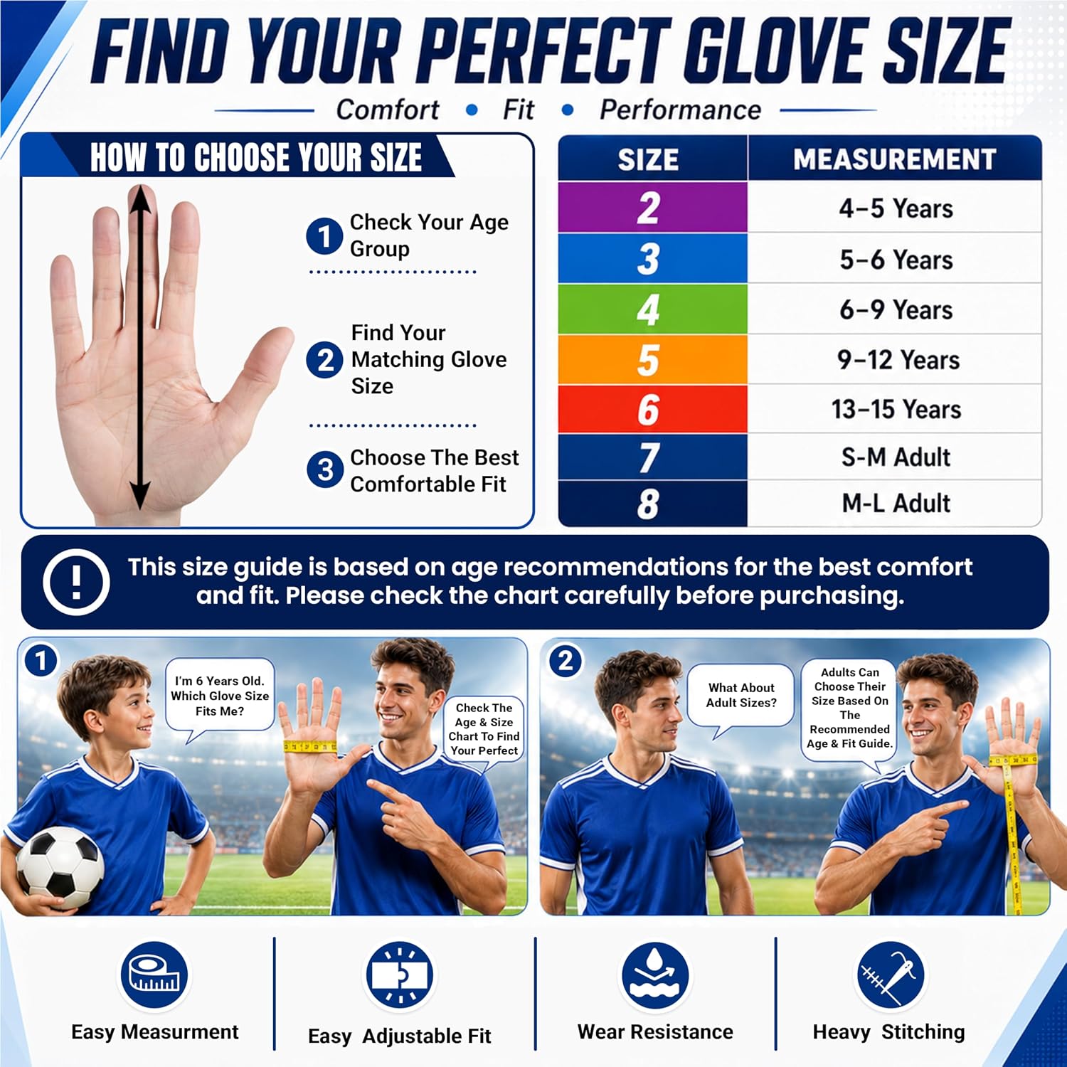 Thumbnail 6 de EFAH SPORTS Size 5 Youth Soccer Goalie Gloves with Latex Palm