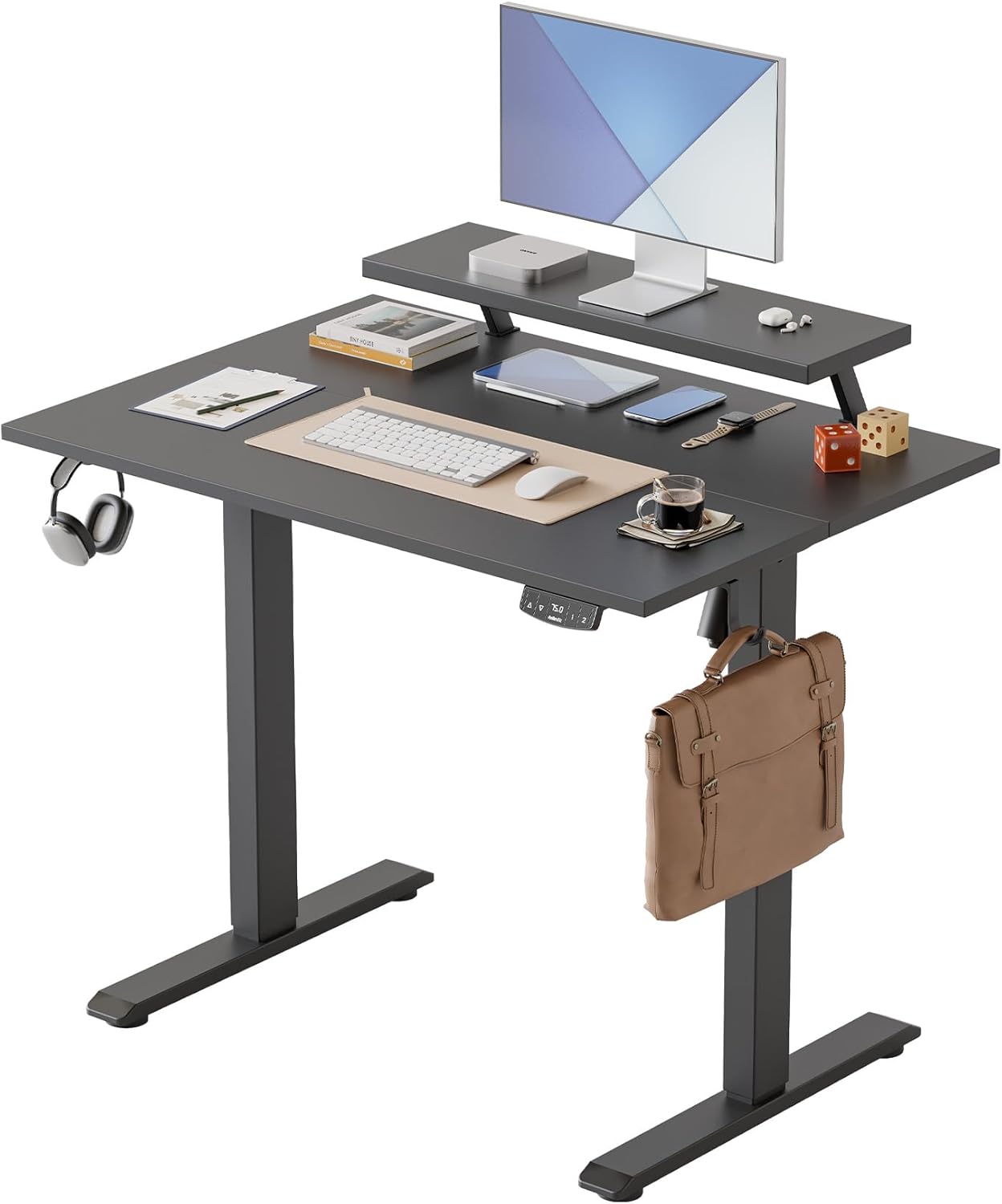 Thumbnail 6 de Agilestic Höhenverstellbarer Schreibtisch 120 x 60 cm mit Monitorständer – Weiß