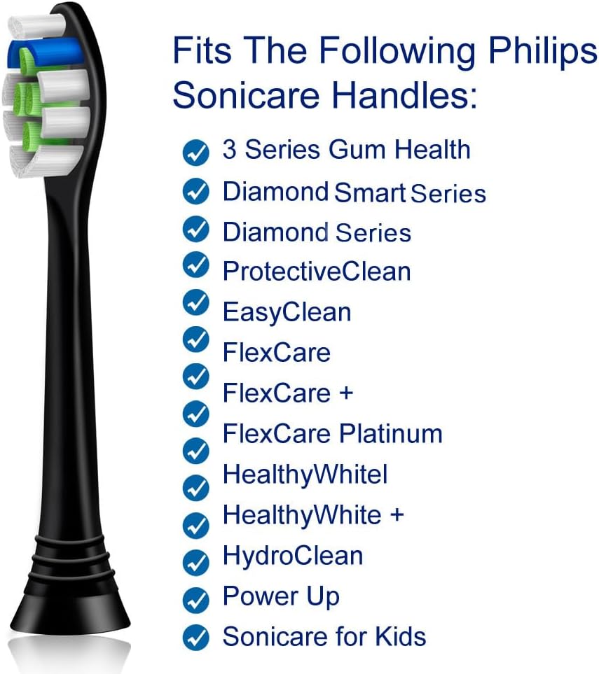 Detalle 2 de 16 Pack Replacement Toothbrush Heads Compatible with Philips Sonicare Electric Toothbrush (8 White & 8 Black) by Betterchoi