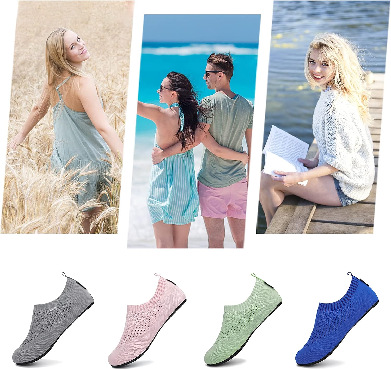Detalle 2 de SAGUARO Unisex Badeschuhe – Wasserschuhe für Damen und Herren, Schnell Trocken, rutschfeste Sohle (EU 37–47)