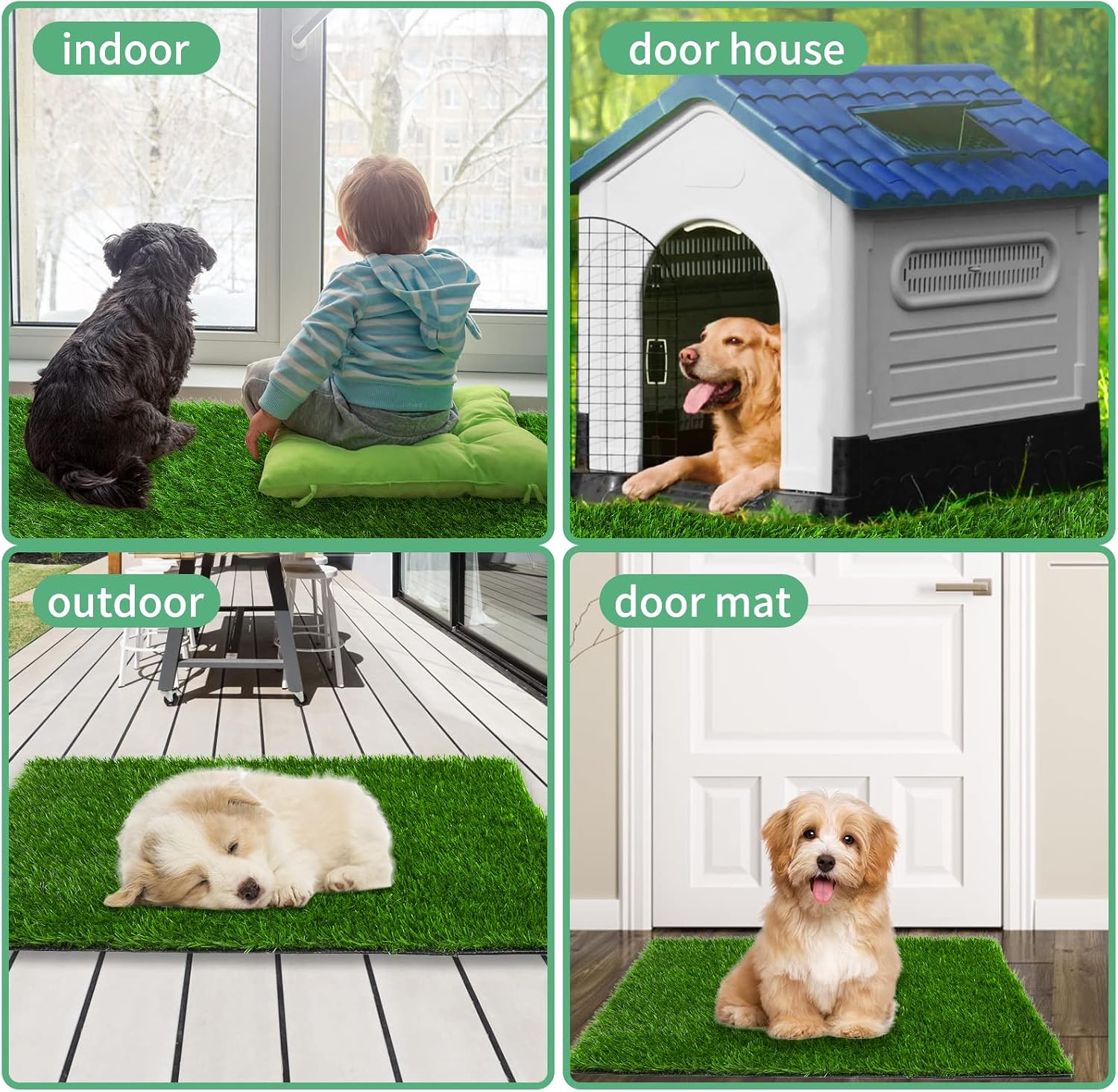 Thumbnail 6 de Artificial Pet Pee Grass Mat for Puppy – Set of 2 (46 x 58.5cm) for Indoor & Outdoor Potty Training