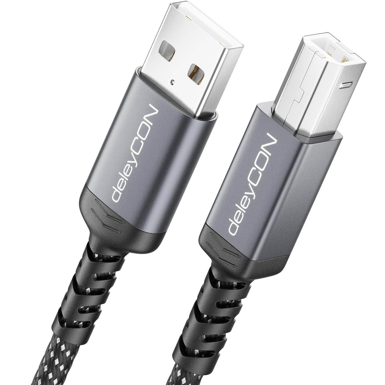 Detalle de deleyCON MK6540 USB 2.0 Printer Cable, 2 m Braided USB-A to USB-B