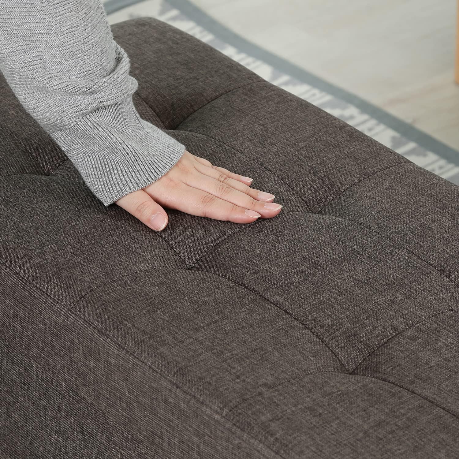 Detalle 1 de 不二貿易 ベルク 51304 収納スツール 幅76×奥行38×高さ39.5cm チャコール
