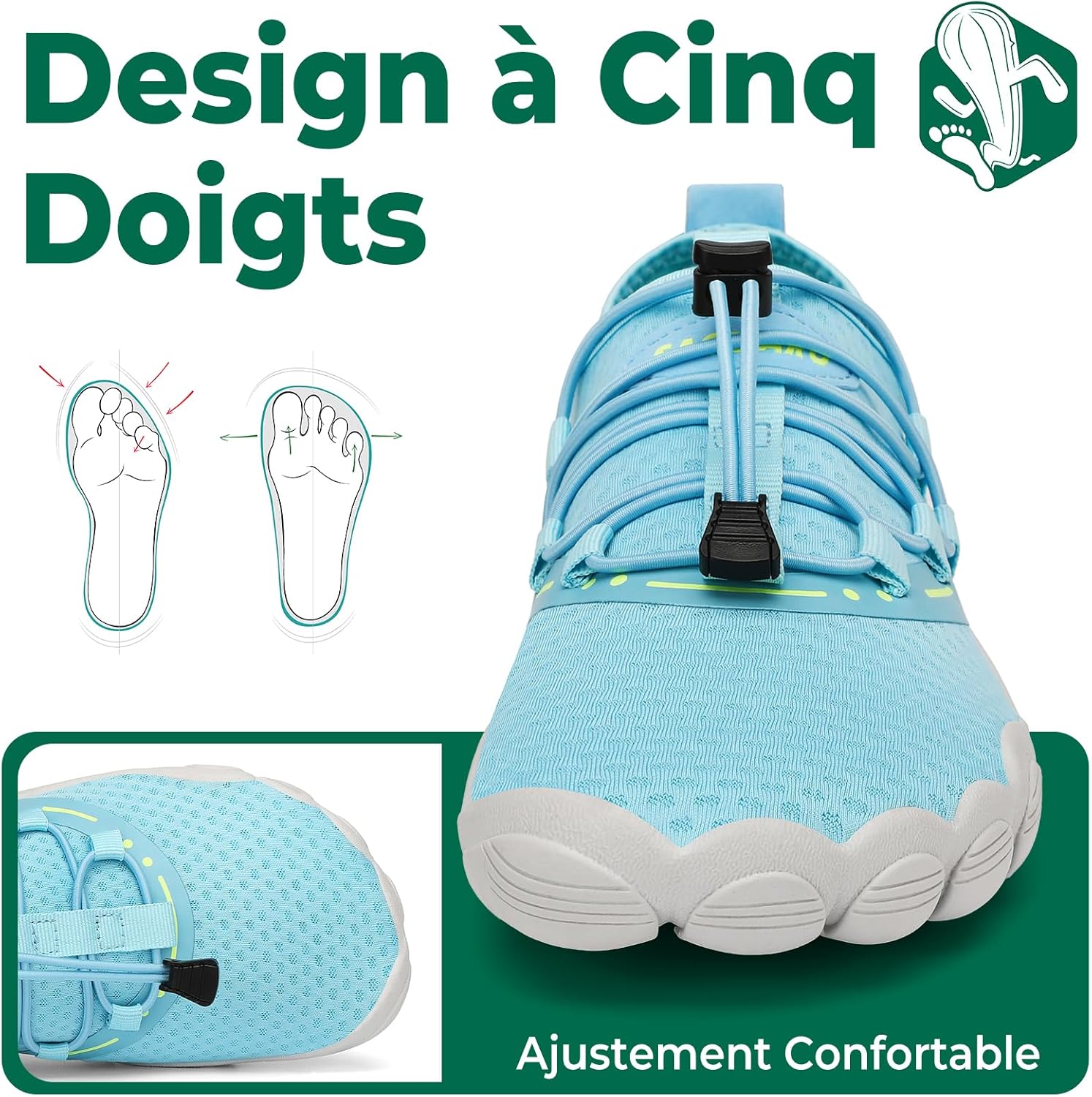 Detalle de SAGUARO Chaussures aquatiques barefoot ultra-légères à séchage rapide GR.36-48
