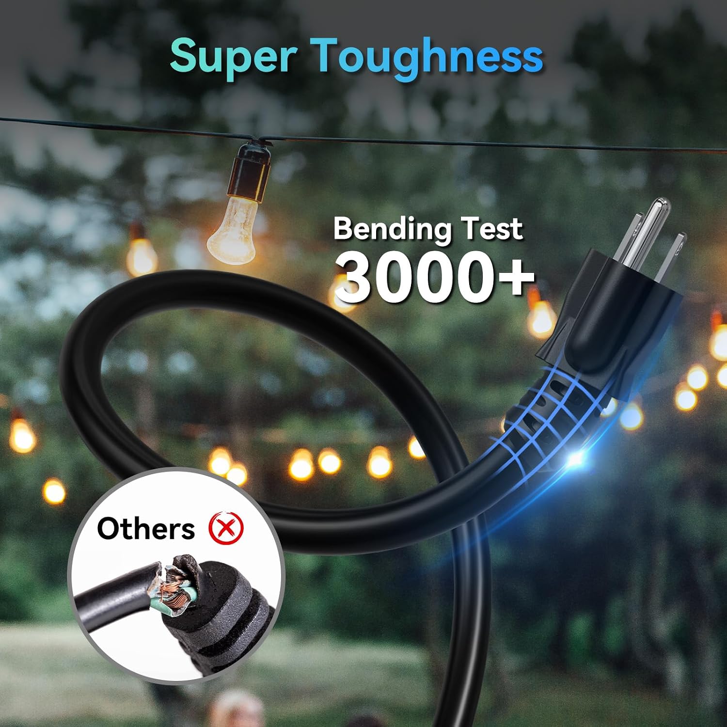 Detalle de K KASONIC FL-115 100 ft Extension Cord, 3 Outlets, Grounded 16/3 SJTW