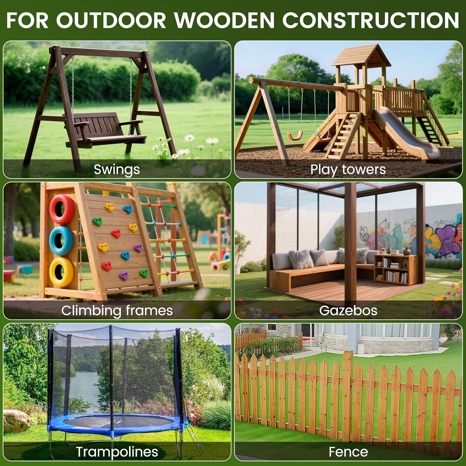 Thumbnail 5 de SCHINTILLO Ground Anchor Fence Post Spike (4 Pack) for Wooden Play Towers & Swing Posts