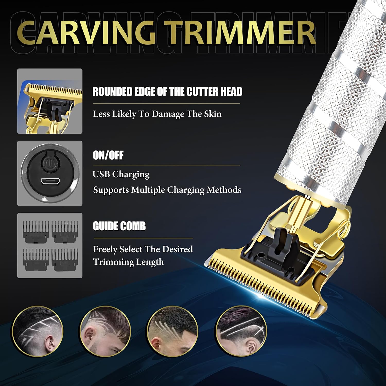 Detalle de Hair Clippers for Men with LED Display: 4-Piece Cordless Grooming Kit by LQT