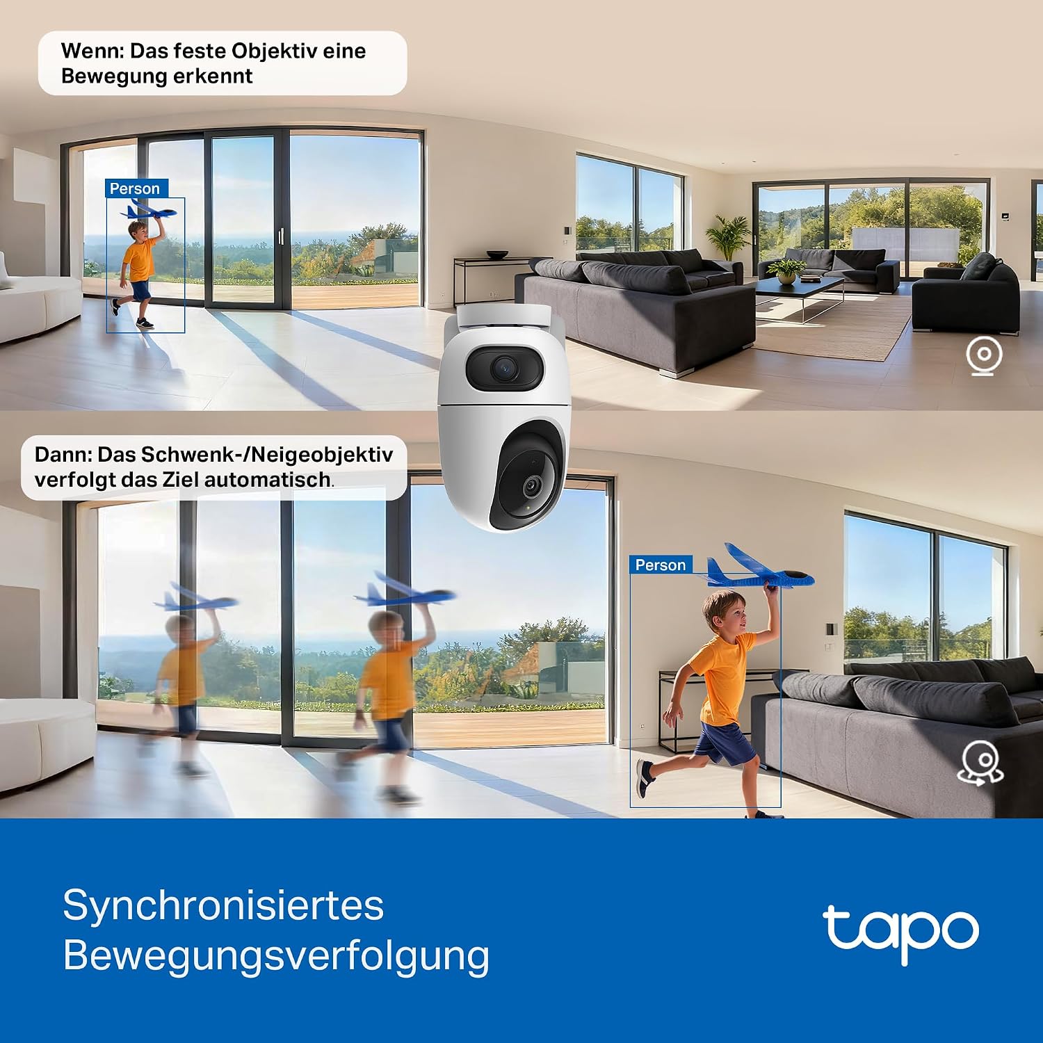 Detalle de Tapo C245D Dual Kamera Überwachung Innen – 2K Sicht mit Dual-Ansicht